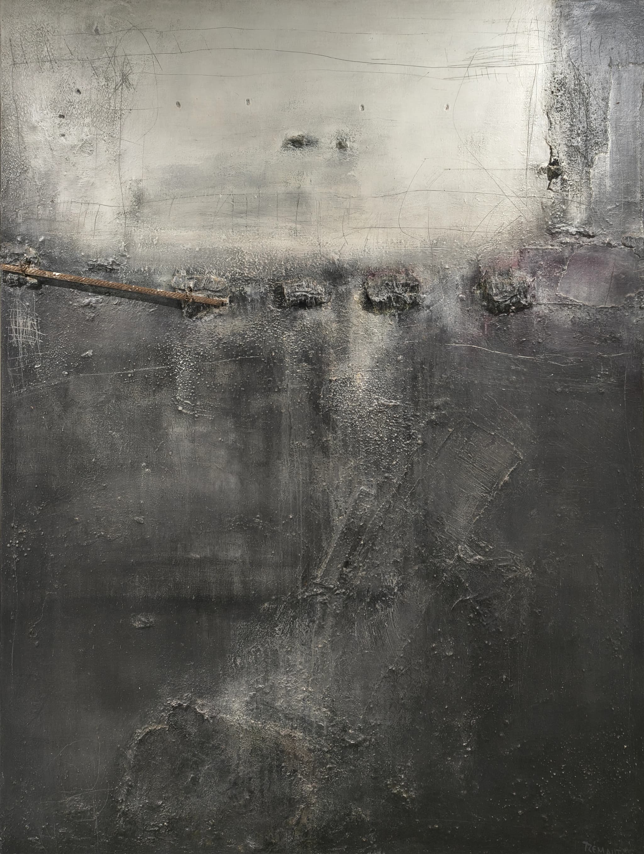 Acrylage Noir — abstract material painting by Roger Remaut, exhibited in his 1994 solo exhibition at Mu.ZEE, Museum of Fine Arts Ostend