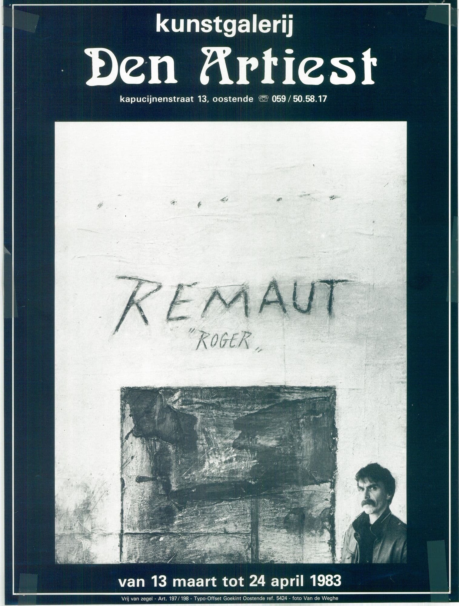 Exhibition poster — Gallery Den Artiest, Ostend, 1983