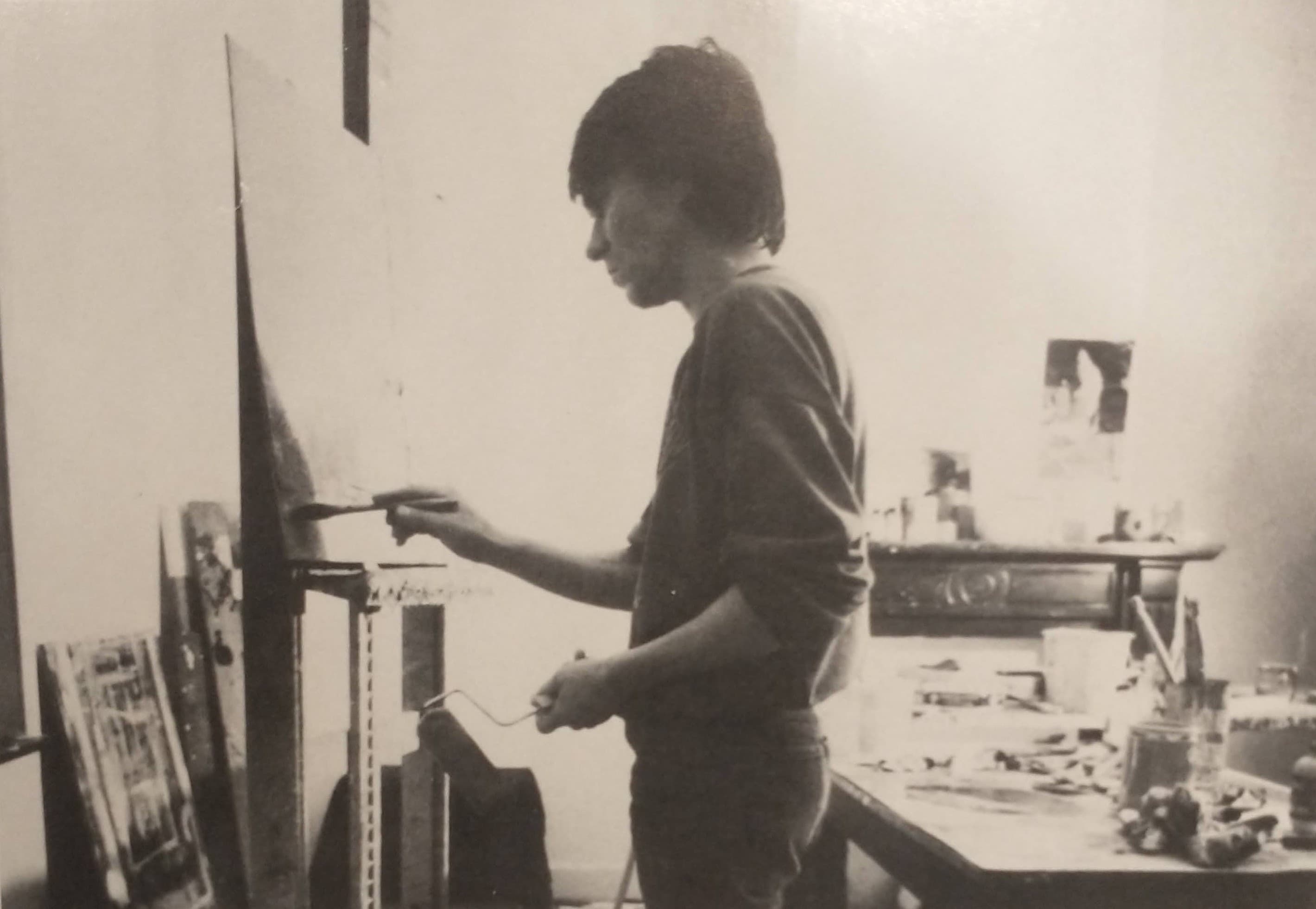 Roger Remaut no seu atelier em Ostende, inicio dos anos 1980